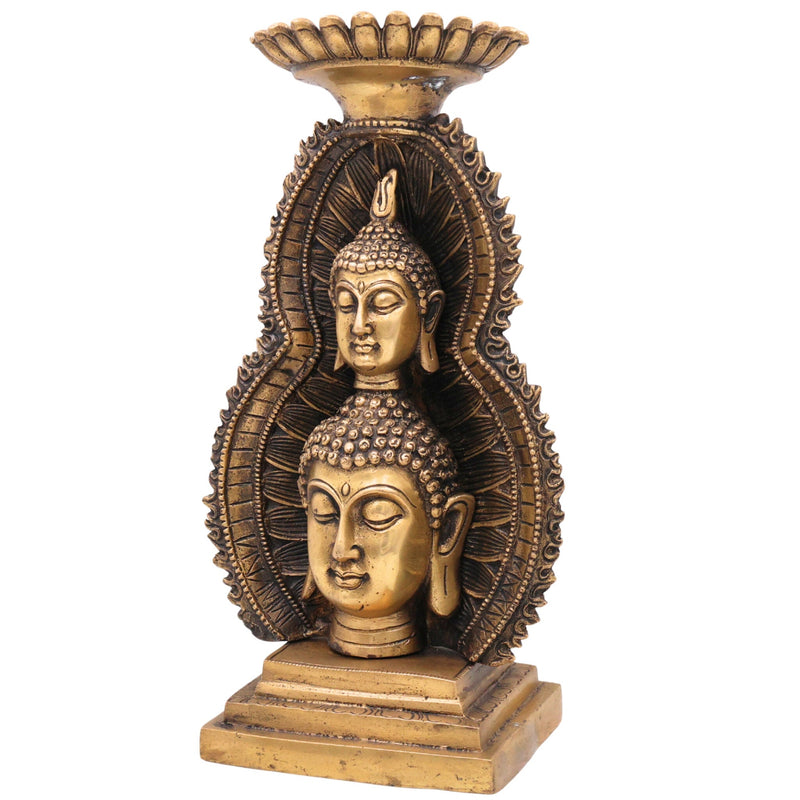 Brass Buddha Head Idol, Meditating Lord Buddha Face Murti, Spiritual Buddha Statue for Home, Pooja & Meditation Decor,Gold, 12 Inch, 1 Piece
