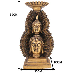 Brass Buddha Head Idol, Meditating Lord Buddha Face Murti, Spiritual Buddha Statue for Home, Pooja & Meditation Decor,Gold, 12 Inch, 1 Piece