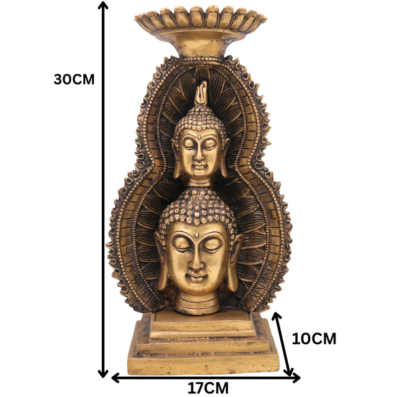 Brass Buddha Head Idol, Meditating Lord Buddha Face Murti, Spiritual Buddha Statue for Home, Pooja & Meditation Decor,Gold, 12 Inch, 1 Piece