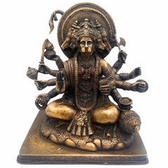 Panchamukhi Hanuman Brass Idol | Panchamukha Anjaneya Swamy Murti | Pital Bajrangbali Statue for Pooja, Home Temple & Vastu Decor – 4.5 KG,Gold, 9 Inch, 1 Piece