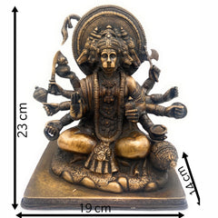 Panchamukhi Hanuman Brass Idol | Panchamukha Anjaneya Swamy Murti | Pital Bajrangbali Statue for Pooja, Home Temple & Vastu Decor – 4.5 KG,Gold, 9 Inch, 1 Piece