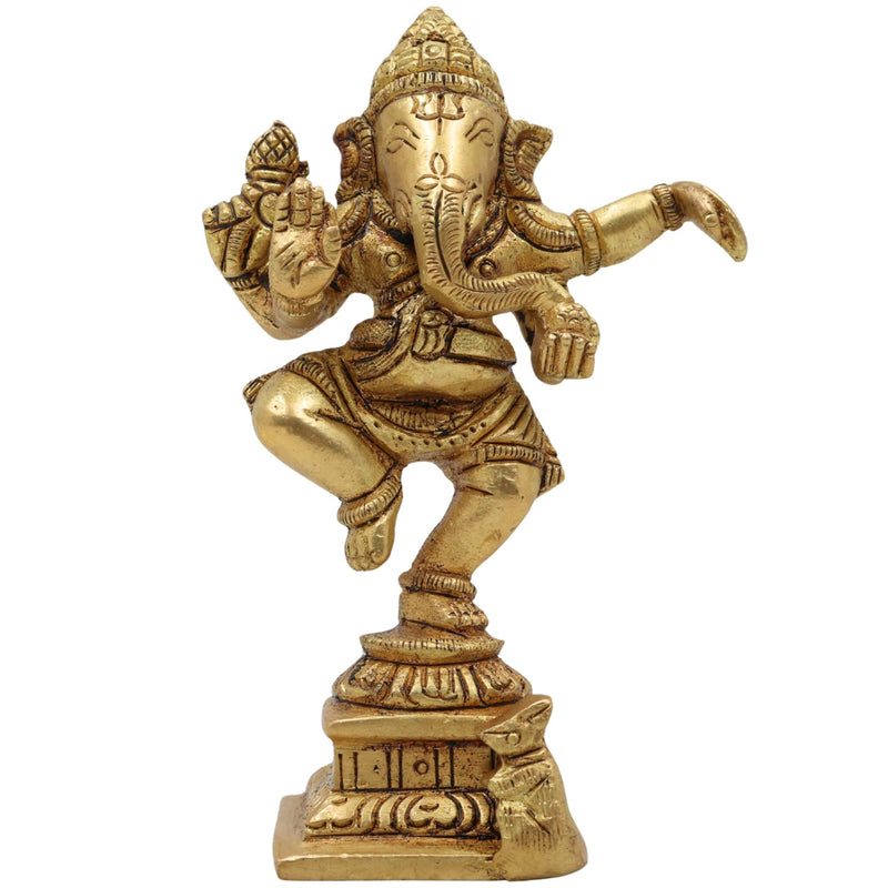 Handcrafted Brass Ganesha Idol – Vinayaka Ganpati Murti for Pooja Room, Home Temple & Gift | Siddhivinayak Ganapati Statue in Peetal(300g),Gold, 4.5 Inch, 1 Piece