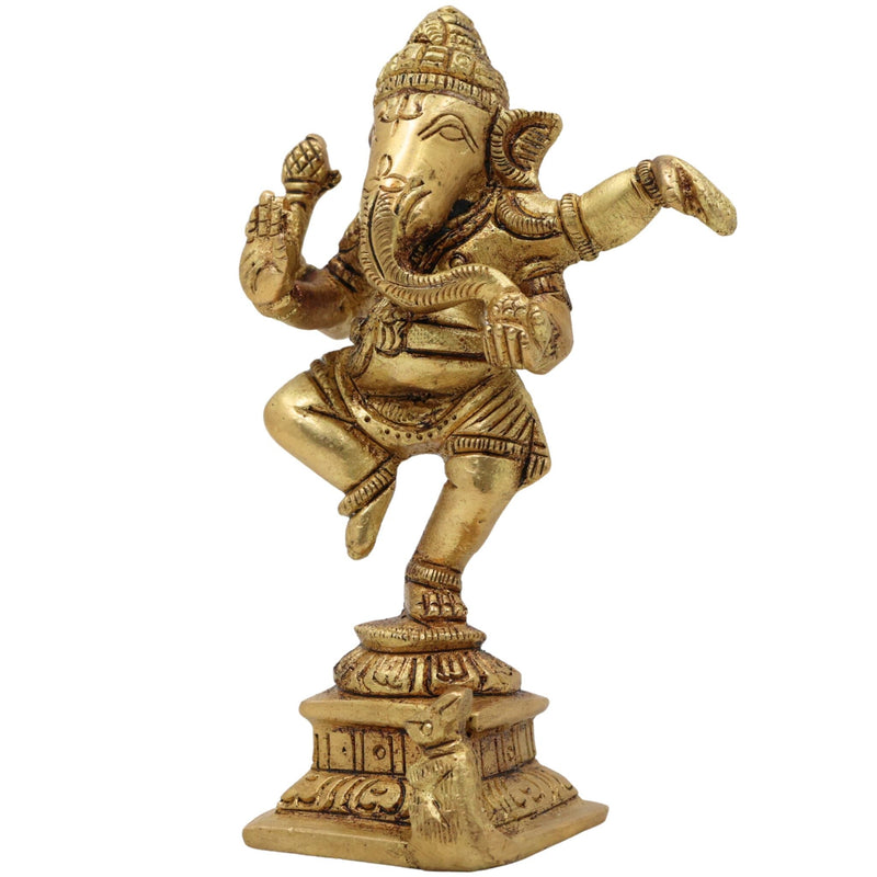 Handcrafted Brass Ganesha Idol – Vinayaka Ganpati Murti for Pooja Room, Home Temple & Gift | Siddhivinayak Ganapati Statue in Peetal(300g),Gold, 4.5 Inch, 1 Piece