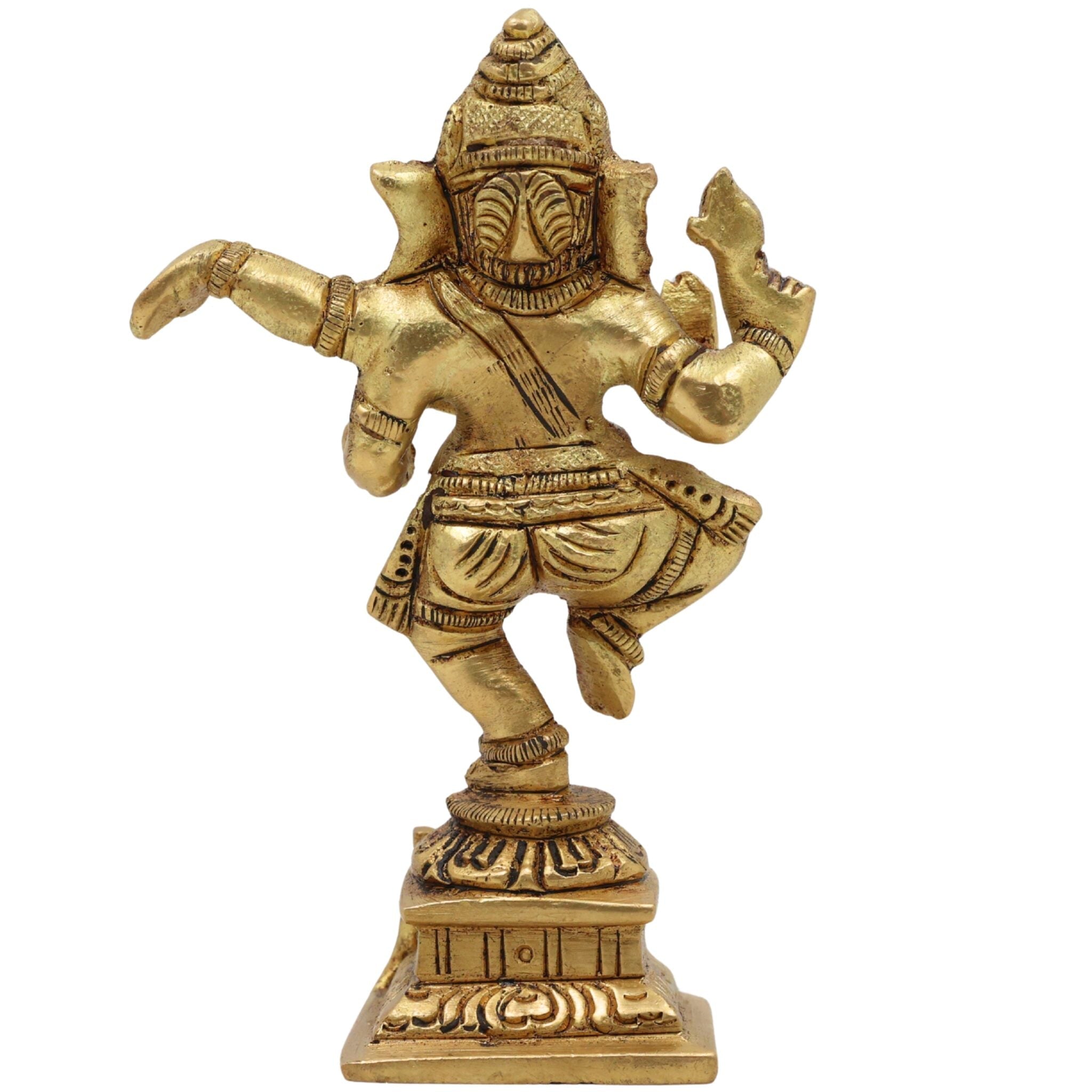 Handcrafted Brass Ganesha Idol – Vinayaka Ganpati Murti for Pooja Room, Home Temple & Gift | Siddhivinayak Ganapati Statue in Peetal(300g),Gold, 4.5 Inch, 1 Piece