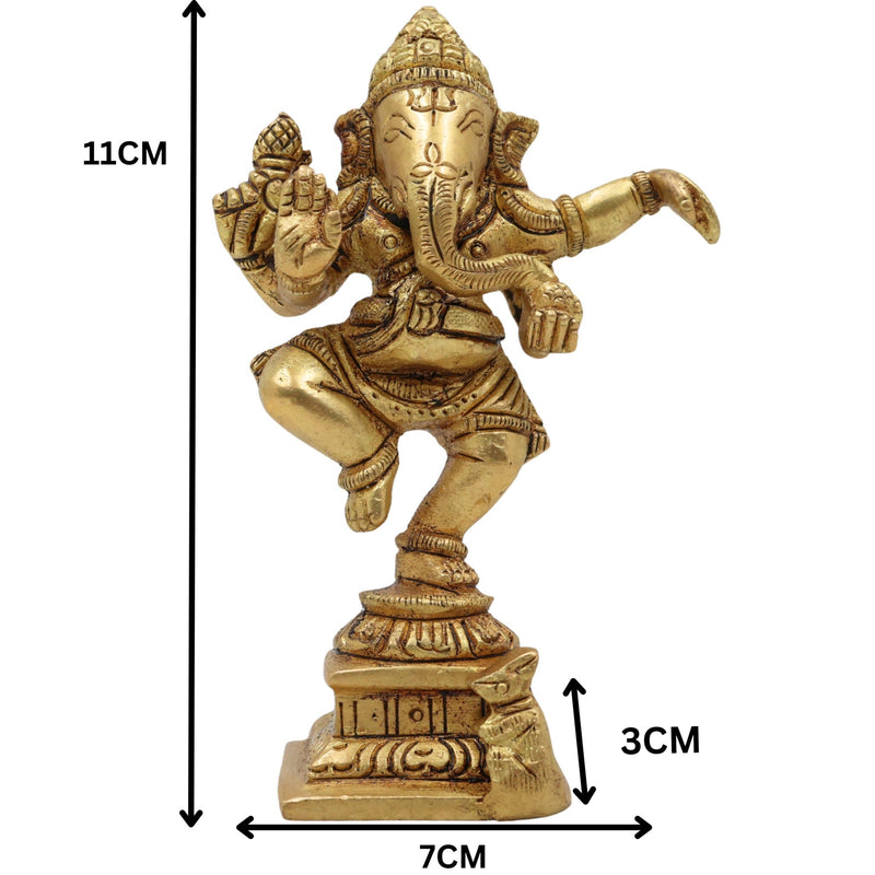 Handcrafted Brass Ganesha Idol – Vinayaka Ganpati Murti for Pooja Room, Home Temple & Gift | Siddhivinayak Ganapati Statue in Peetal(300g),Gold, 4.5 Inch, 1 Piece