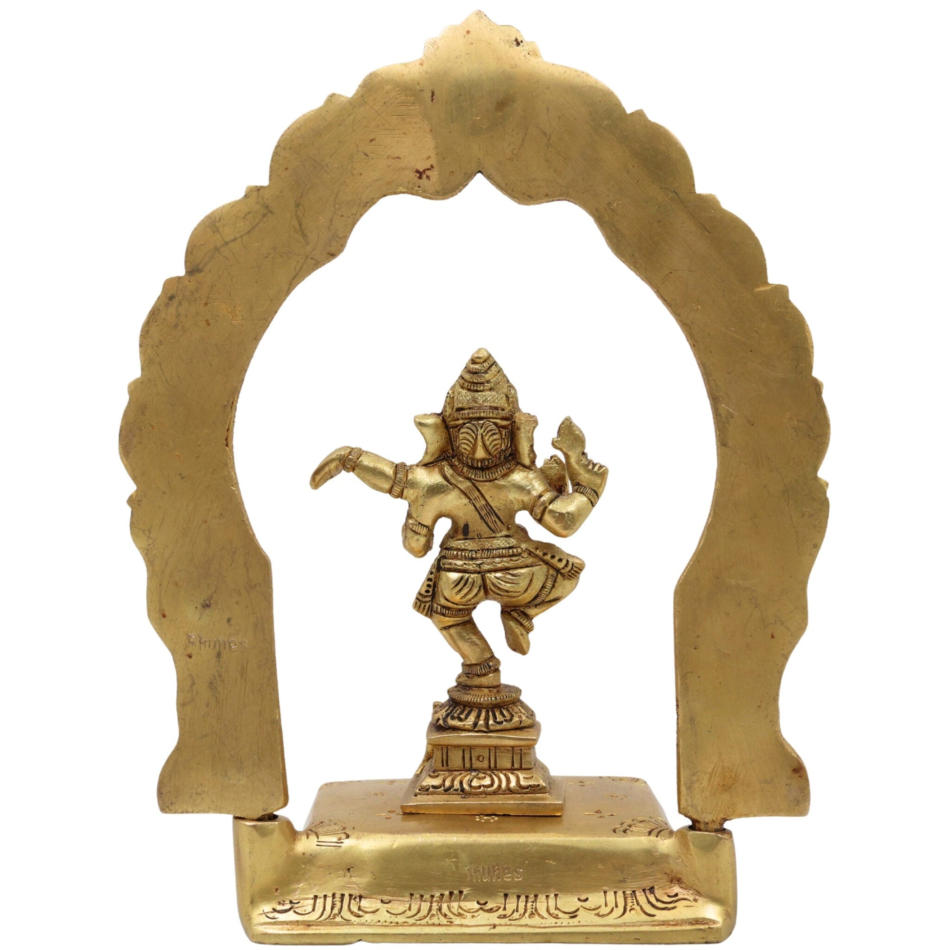 Brass Ganesha with Prabhavali Idol – Vinayaka Ganapati with Arch | Pillaiyar Ganesh Ji Murti for Home, Temple & Gift Décor,Gold, 7 Inch, 1 Piece