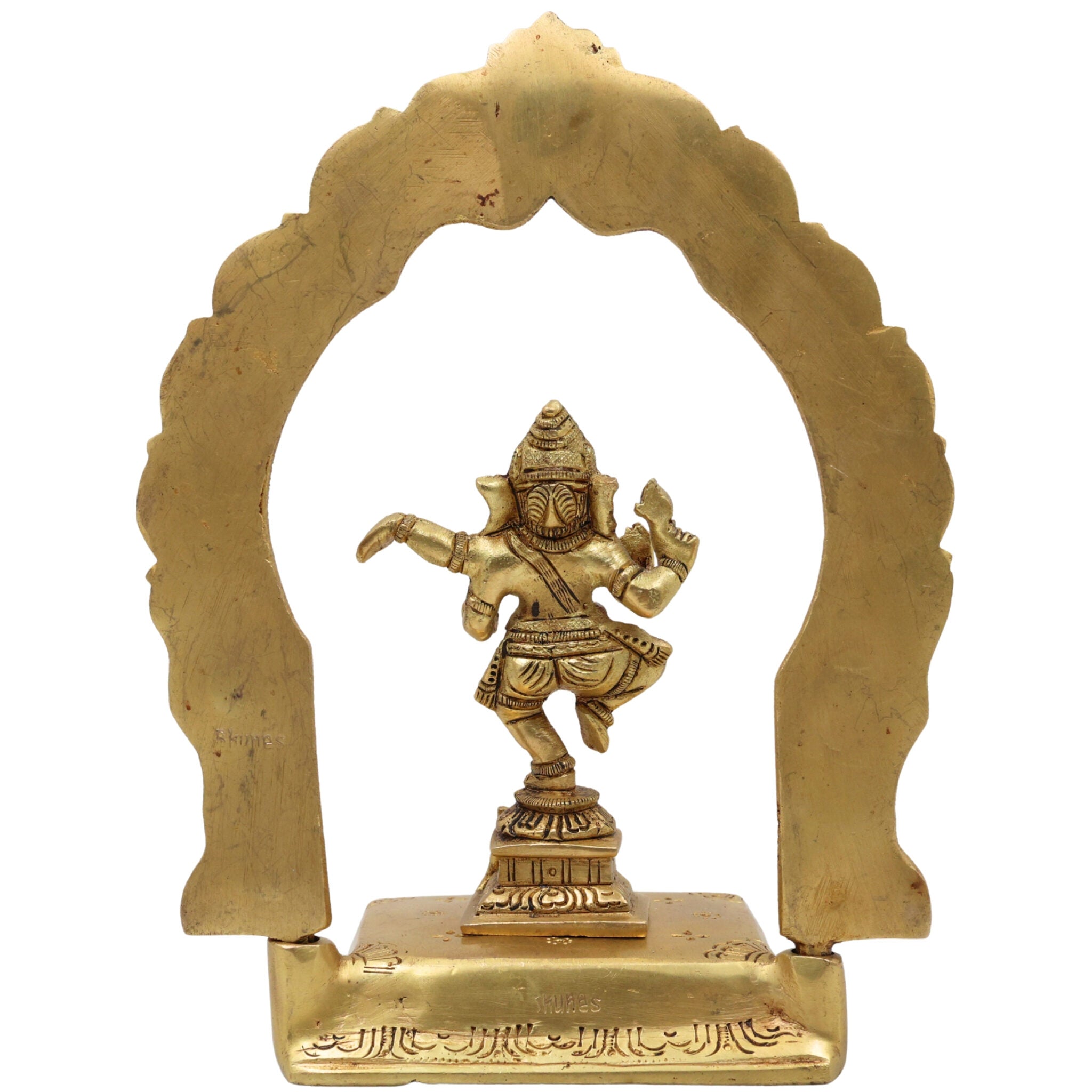 Brass Ganesha with Prabhavali Idol – Vinayaka Ganapati with Arch | Pillaiyar Ganesh Ji Murti for Home, Temple & Gift Décor,Gold, 7 Inch, 1 Piece