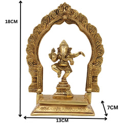 Brass Ganesha with Prabhavali Idol – Vinayaka Ganapati with Arch | Pillaiyar Ganesh Ji Murti for Home, Temple & Gift Décor,Gold, 7 Inch, 1 Piece