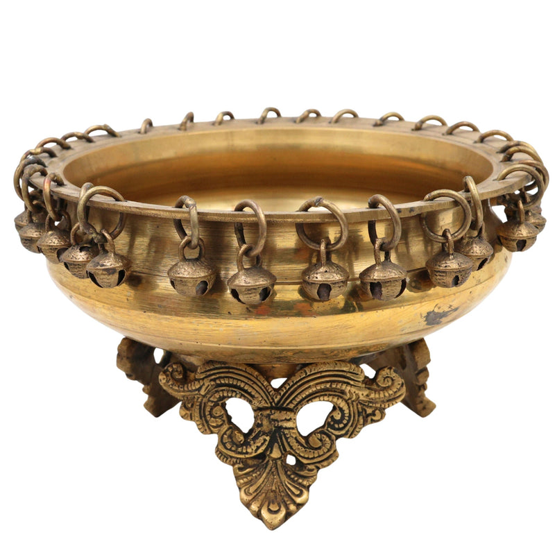 Brass Urli, Traditional Kerala Peetal Urli Bowl Decor, South Indian Pooja Flower Floating Pittal Uruli,Gold, 5 Inch, 1 Piece