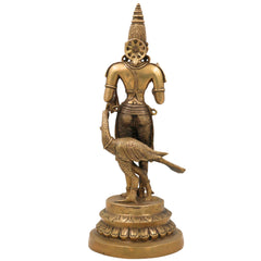 Brass Murugan Idol | Lord Kartikeya Skanda Subramanya Shanmukha Vel Murugan Statue for Pooja Room, Temple & Home Decor,Gold, 16 Inch, 1 Piece