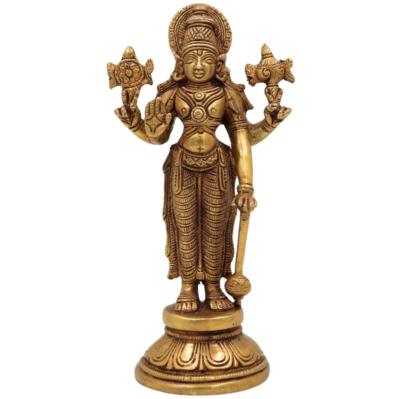 Brass Handmade Vishnu Idol | Narayana Murti | Venkateswara / Balaji Statue | Govinda Padmanabha Vigraha for Home, Temple & Pooja Decor | Spiritual Gift, Gold, 9 Inch, 1 Piece