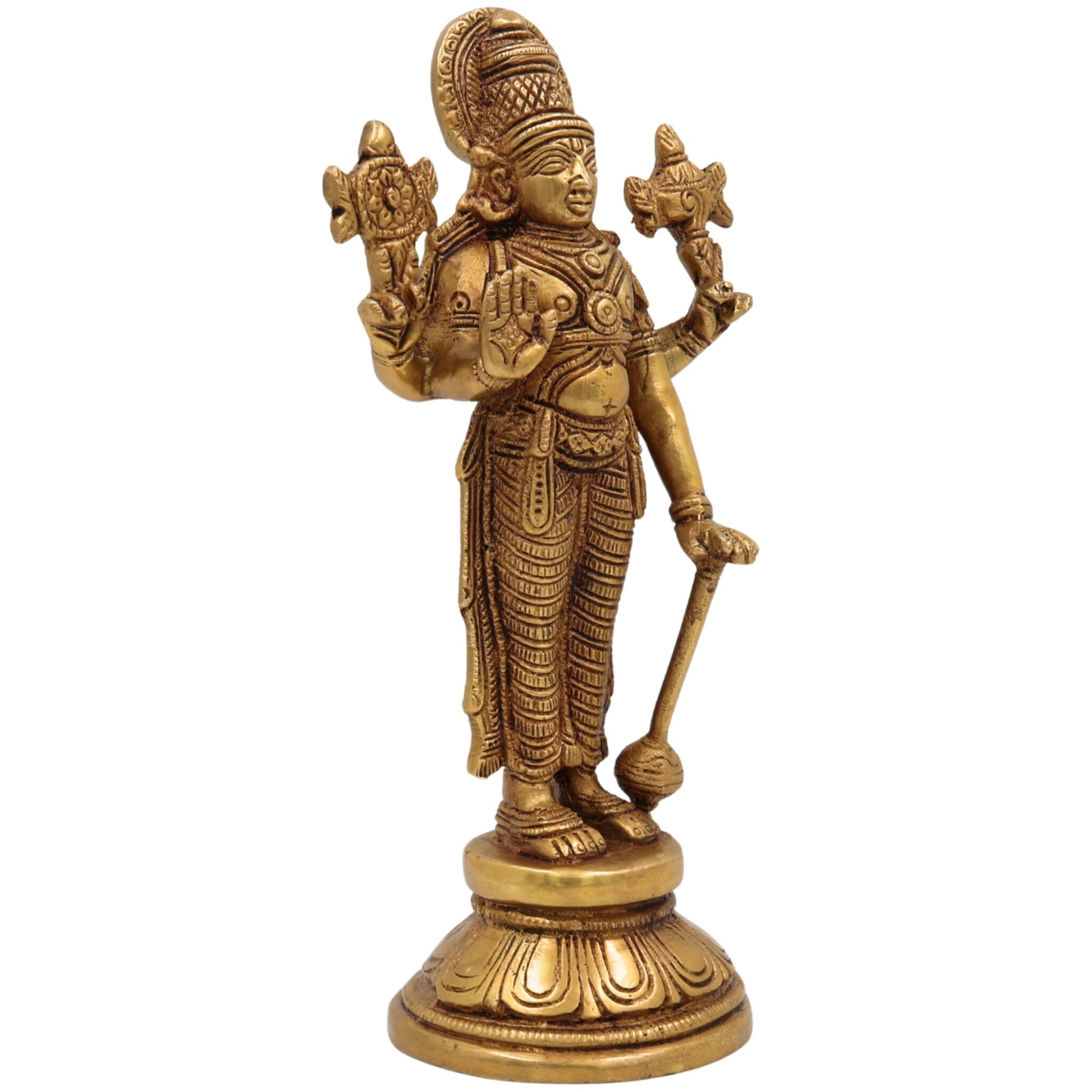 Brass Handmade Vishnu Idol | Narayana Murti | Venkateswara / Balaji Statue | Govinda Padmanabha Vigraha for Home, Temple & Pooja Decor | Spiritual Gift, Gold, 9 Inch, 1 Piece