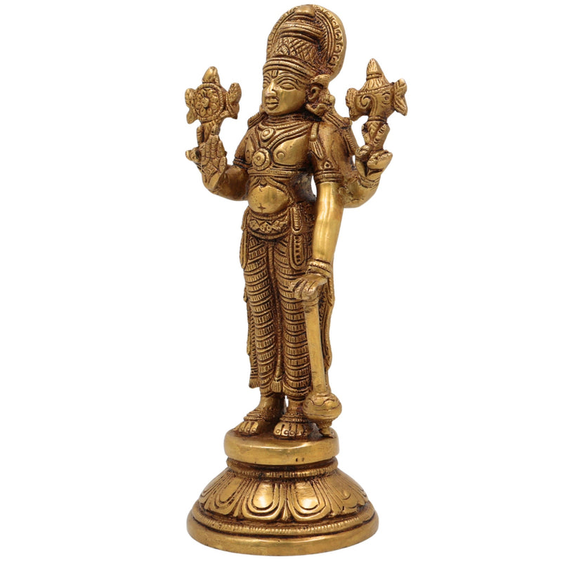 Brass Handmade Vishnu Idol | Narayana Murti | Venkateswara / Balaji Statue | Govinda Padmanabha Vigraha for Home, Temple & Pooja Decor | Spiritual Gift, Gold, 9 Inch, 1 Piece