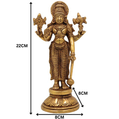 Brass Handmade Vishnu Idol | Narayana Murti | Venkateswara / Balaji Statue | Govinda Padmanabha Vigraha for Home, Temple & Pooja Decor | Spiritual Gift, Gold, 9 Inch, 1 Piece