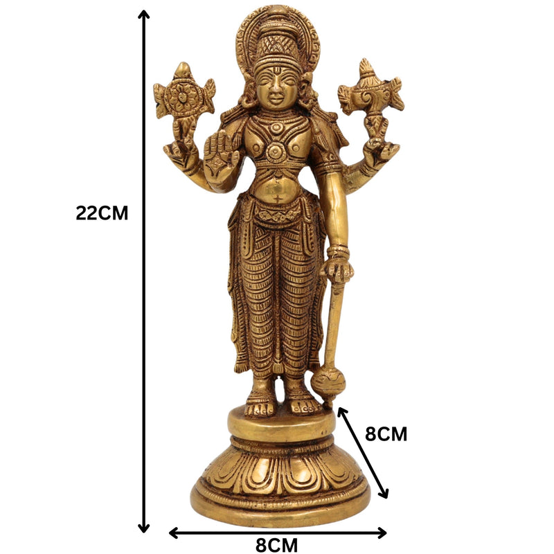Brass Handmade Vishnu Idol | Narayana Murti | Venkateswara / Balaji Statue | Govinda Padmanabha Vigraha for Home, Temple & Pooja Decor | Spiritual Gift, Gold, 9 Inch, 1 Piece