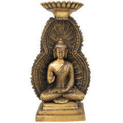 Brass Buddha Idol | Meditating Lord Buddha Murti | Gautama Buddha Statue for Pooja, Home Decor & Spiritual Meditation,Gold, 12 Inch, 1 Piece