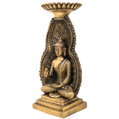 Brass Buddha Idol | Meditating Lord Buddha Murti | Gautama Buddha Statue for Pooja, Home Decor & Spiritual Meditation,Gold, 12 Inch, 1 Piece