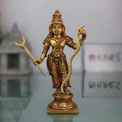 Brass Sri Ram Idol, Handcrafted Pital Rama Murti, Ayodhya Ramachandra Statue, Raghava Vigraham for Home Temple Puja Decor,Gold, 6.5 Inch, 1 Piece
