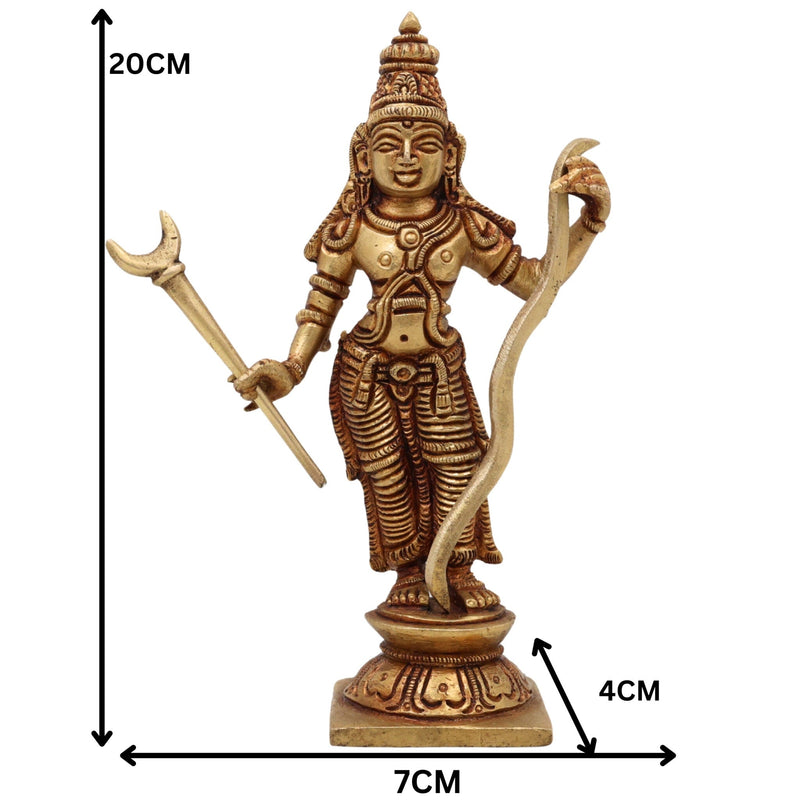 Brass Sri Ram Idol, Handcrafted Pital Rama Murti, Ayodhya Ramachandra Statue, Raghava Vigraham for Home Temple Puja Decor,Gold, 6.5 Inch, 1 Piece