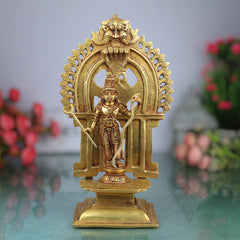Brass Rama Idol With Prabhavali, Shri Ram Murti, Lord Ramachandra Vigraham, Ramar Brass Statue, Ram Lalla Idol, Ram Bhagwan Moorthi for Pooja Home Temple Decor Gift,Gold, 11.5 Inch, 1 Piece