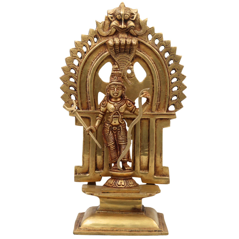 Brass Rama Idol With Prabhavali, Shri Ram Murti, Lord Ramachandra Vigraham, Ramar Brass Statue, Ram Lalla Idol, Ram Bhagwan Moorthi for Pooja Home Temple Decor Gift,Gold, 11.5 Inch, 1 Piece