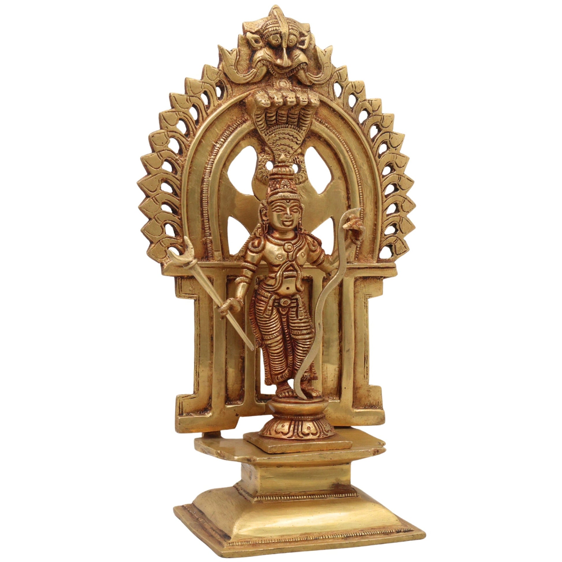 Brass Rama Idol With Prabhavali, Shri Ram Murti, Lord Ramachandra Vigraham, Ramar Brass Statue, Ram Lalla Idol, Ram Bhagwan Moorthi for Pooja Home Temple Decor Gift,Gold, 11.5 Inch, 1 Piece