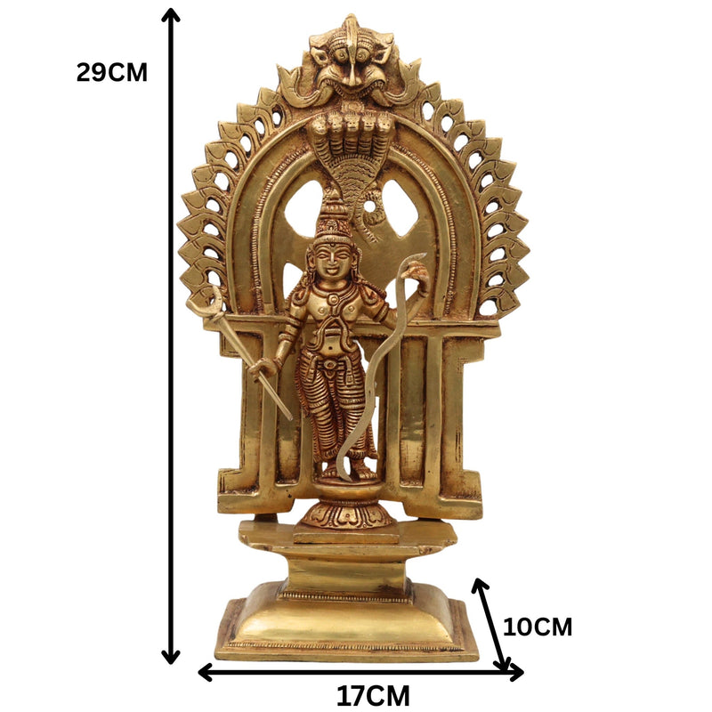 Brass Rama Idol With Prabhavali, Shri Ram Murti, Lord Ramachandra Vigraham, Ramar Brass Statue, Ram Lalla Idol, Ram Bhagwan Moorthi for Pooja Home Temple Decor Gift,Gold, 11.5 Inch, 1 Piece