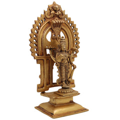 Brass Vishnu Balaji Srinivasa Govinda Idol with Prabhavali for Home Temple Decor & Pooja, Gold, 11.5 Inch