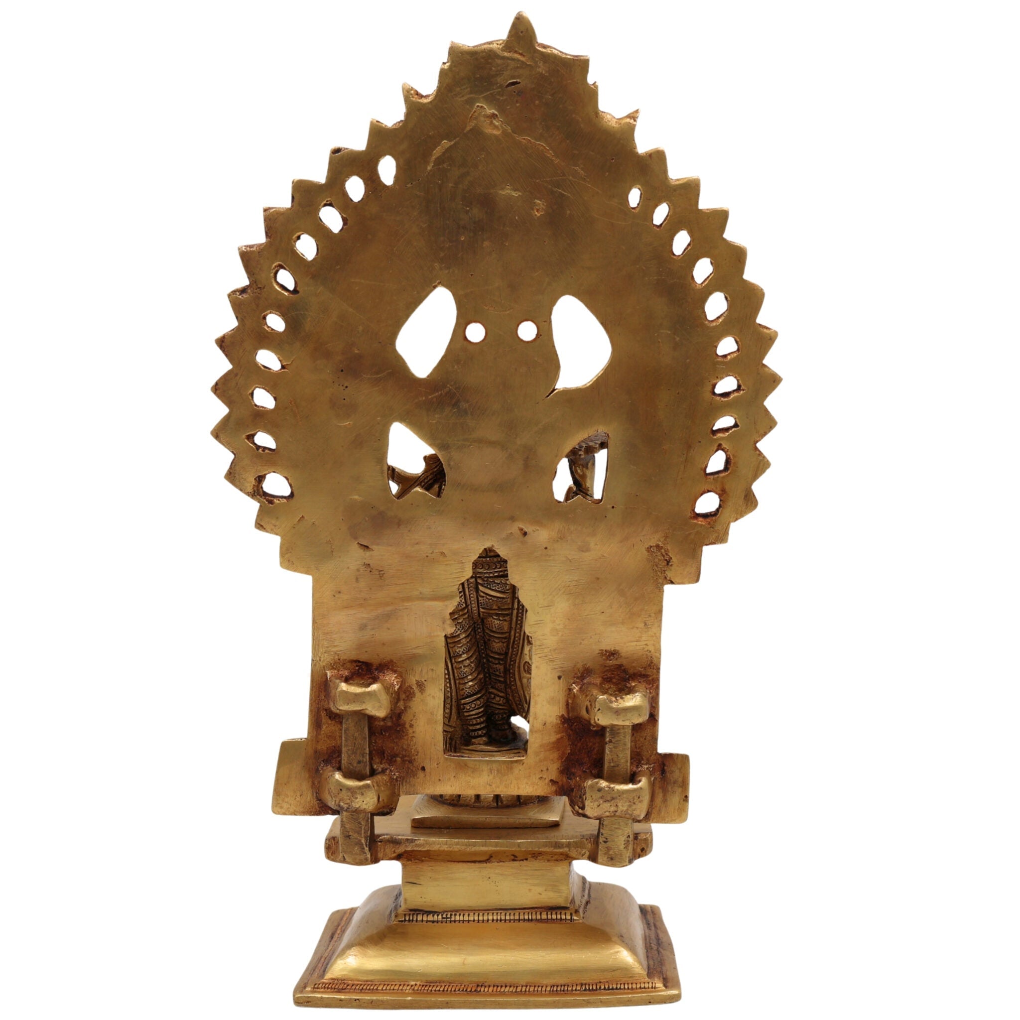 Brass Vishnu Balaji Srinivasa Govinda Idol with Prabhavali for Home Temple Decor & Pooja, Gold, 11.5 Inch