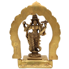 Brass Vishnu Idol with Prabhavali | Narayana Statue | Balaji Murti | Govinda Vigraha | Srinivasa Sculpture | Padmanabha | Ranganatha | Lakshminarayan Brass Pooja Idol for Home & Temple Decor,Gold, 8 Inch, 1 Piece