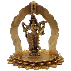 Brass Vishnu Venkateswara Balaji Idol with Prabhavali | Narayana Srinivasa Govinda Murti for Pooja, Home Temple Decor & Gift, Gold, 8 Inch