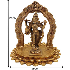 Brass Vishnu Venkateswara Balaji Idol with Prabhavali | Narayana Srinivasa Govinda Murti for Pooja, Home Temple Decor & Gift, Gold, 8 Inch