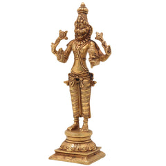 Brass Lord Narasimha Swamy Idol – Yoga Narasimha Murti, Narasingha Statue for Pooja Room, Home, Temple & Office Decor, Handmade Nrisimha Figurine,Gold, 4 Inch, 1 Piece