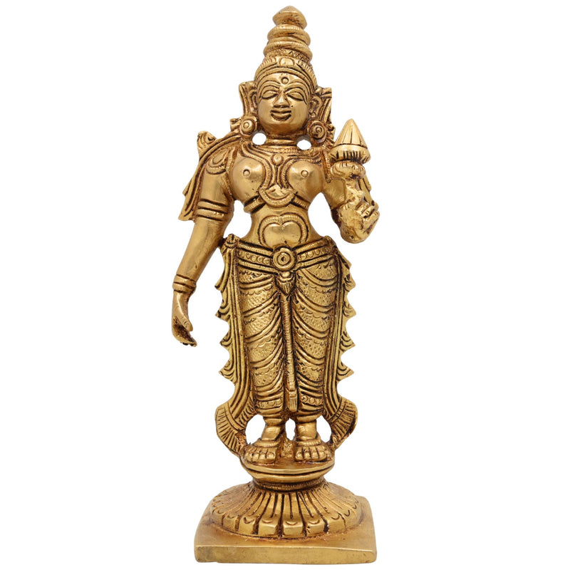 Handcrafted Brass Mahalakshmi Idol, Kamala Devi | Shree Padmavati Narayani Murti for Pooja, Home Temple & Diwali Gift ,Gold, 6 Inch, 1 Piece