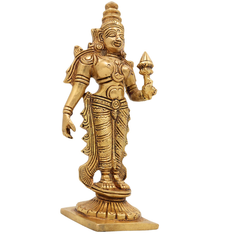 Handcrafted Brass Mahalakshmi Idol, Kamala Devi | Shree Padmavati Narayani Murti for Pooja, Home Temple & Diwali Gift ,Gold, 6 Inch, 1 Piece