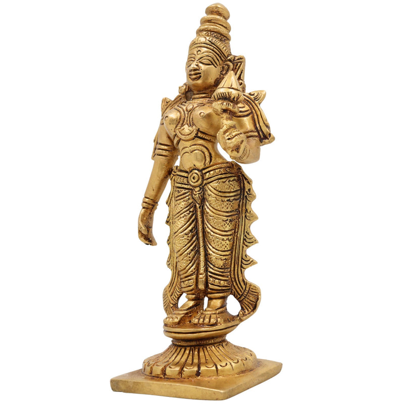 Handcrafted Brass Mahalakshmi Idol, Kamala Devi | Shree Padmavati Narayani Murti for Pooja, Home Temple & Diwali Gift ,Gold, 6 Inch, 1 Piece