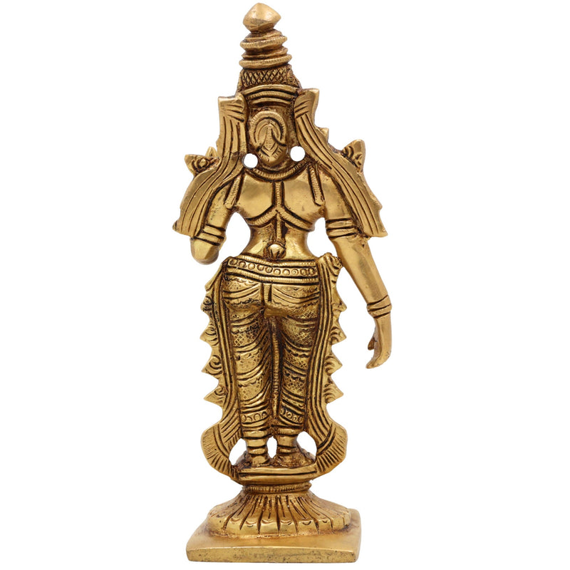 Handcrafted Brass Mahalakshmi Idol, Kamala Devi | Shree Padmavati Narayani Murti for Pooja, Home Temple & Diwali Gift ,Gold, 6 Inch, 1 Piece