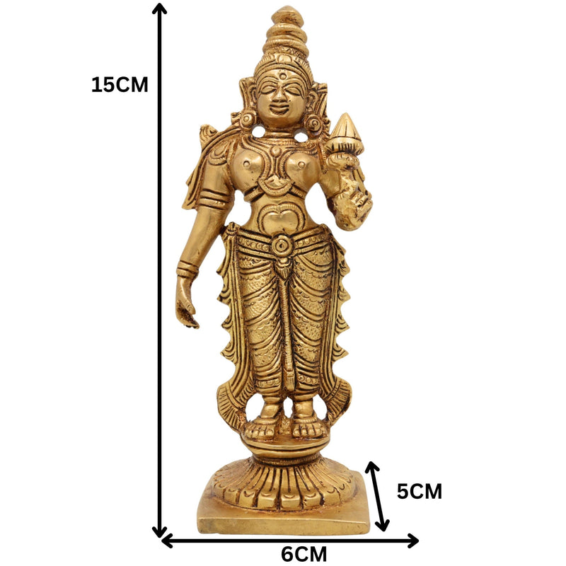 Handcrafted Brass Mahalakshmi Idol, Kamala Devi | Shree Padmavati Narayani Murti for Pooja, Home Temple & Diwali Gift ,Gold, 6 Inch, 1 Piece