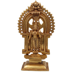 Handcrafted Brass Mahalakshmi Idol with Prabhavali – Shri Lakshmi Devi | Kamala | Narayani | Ashta Lakshmi Murti for Pooja Room, Home Temple & Decor,Gold, 11.5 Inch, 1 Piece