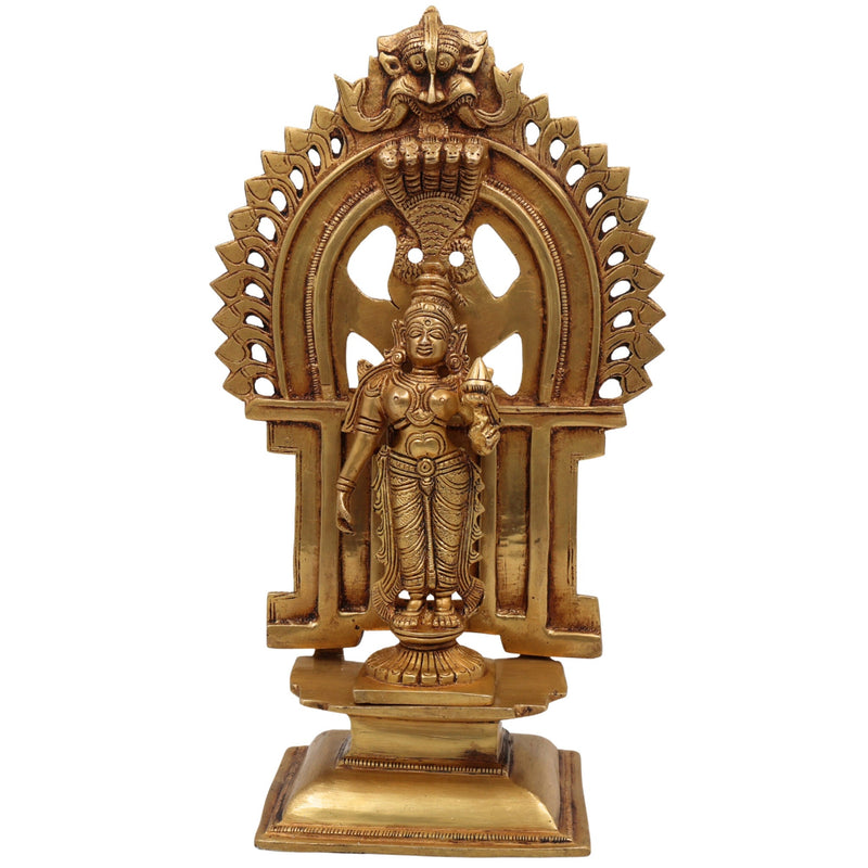 Handcrafted Brass Mahalakshmi Idol with Prabhavali – Shri Lakshmi Devi | Kamala | Narayani | Ashta Lakshmi Murti for Pooja Room, Home Temple & Decor,Gold, 11.5 Inch, 1 Piece