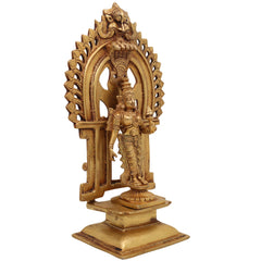 Handcrafted Brass Mahalakshmi Idol with Prabhavali – Shri Lakshmi Devi | Kamala | Narayani | Ashta Lakshmi Murti for Pooja Room, Home Temple & Decor,Gold, 11.5 Inch, 1 Piece