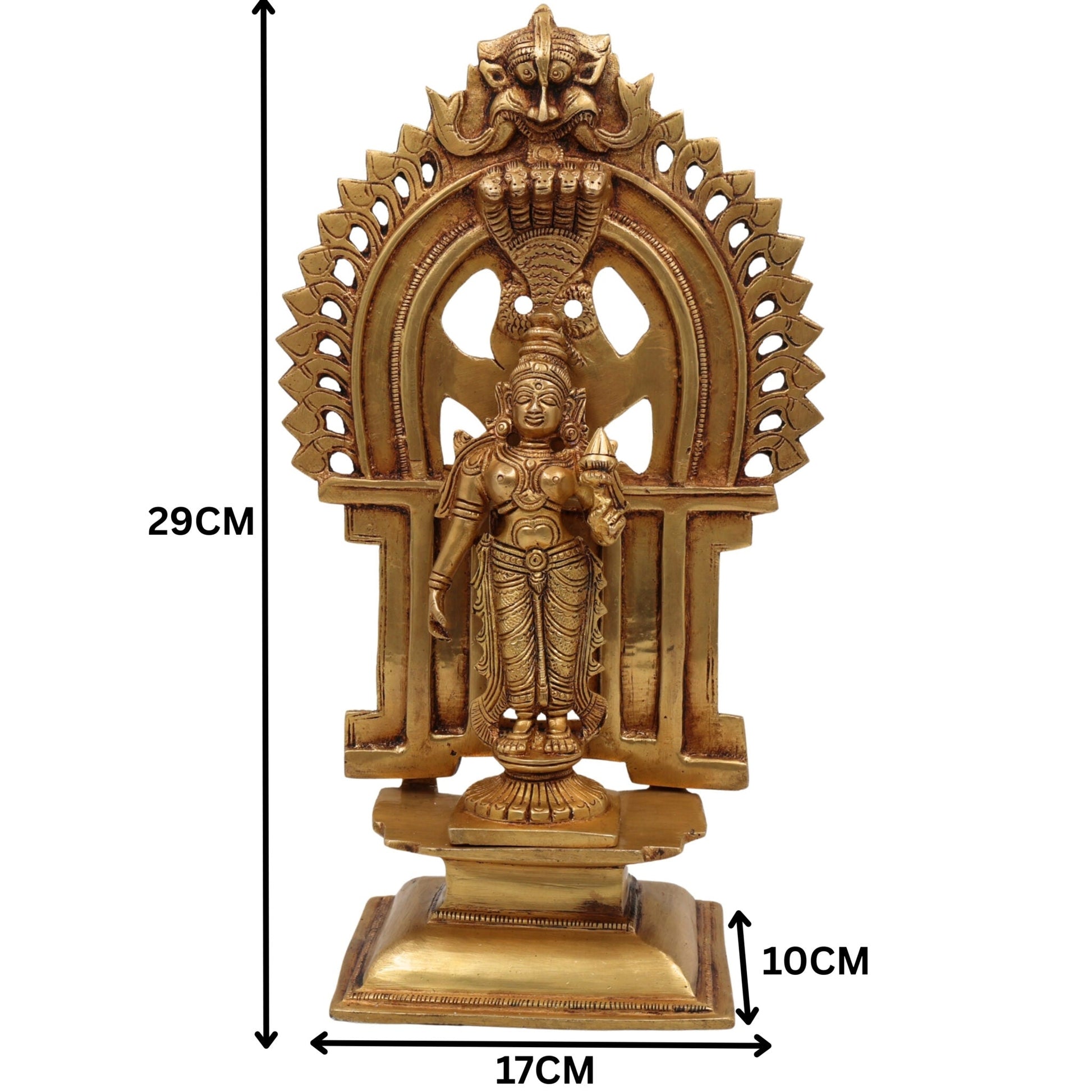 Handcrafted Brass Mahalakshmi Idol with Prabhavali – Shri Lakshmi Devi | Kamala | Narayani | Ashta Lakshmi Murti for Pooja Room, Home Temple & Decor,Gold, 11.5 Inch, 1 Piece