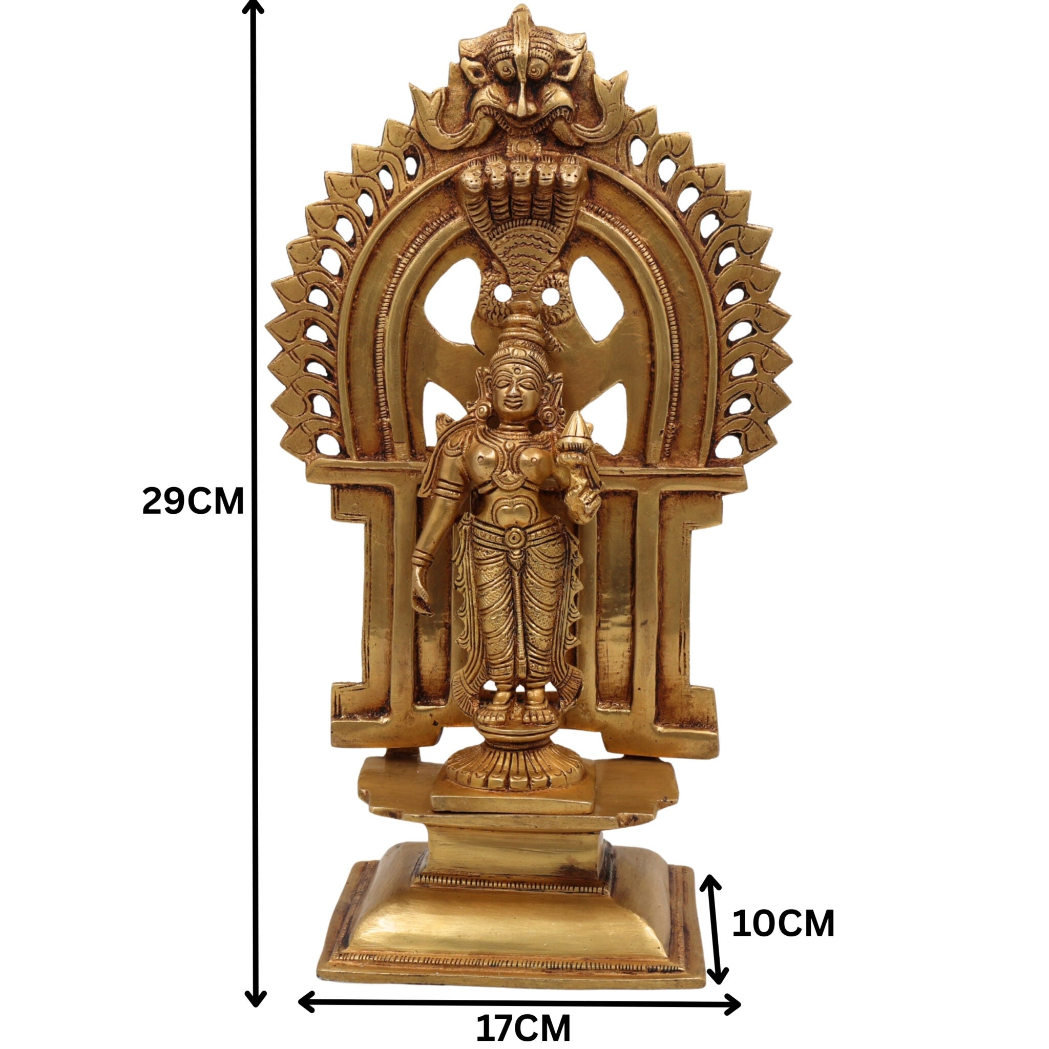 Handcrafted Brass Mahalakshmi Idol with Prabhavali – Shri Lakshmi Devi | Kamala | Narayani | Ashta Lakshmi Murti for Pooja Room, Home Temple & Decor,Gold, 11.5 Inch, 1 Piece