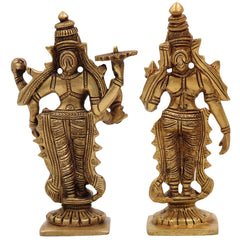 Brass Lakshmi Venkateshwara Idol | Lakshmi Narayana Balaji Govinda Srinivasa Padmavati Vishnu Murti for Pooja, Home Temple & Gift,Gold, 6 Inch, 1 Piece