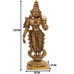 Brass Lakshmi Venkateshwara Idol | Lakshmi Narayana Balaji Govinda Srinivasa Padmavati Vishnu Murti for Pooja, Home Temple & Gift,Gold, 6 Inch, 1 Piece