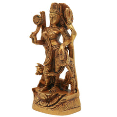 Handcrafted Brass Durga Devi Idol – Mahishasura Mardini | Shakti | Simhavahini | Vaishno Devi Murti for Pooja & Home Decor,Gold, 6 Inch, 1 Piece