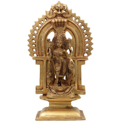 Maa Durga Devi Brass Idol with Prabhavali – Mahishasura Mardini | Shakti | Simhavahini | Ambika | Vaishno Mata Statue for Pooja, Temple & Home Decor,Gold, 11.5 Inch, 1 Piece