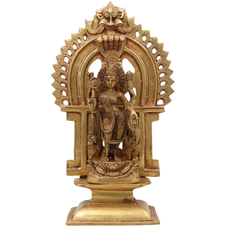 Maa Durga Devi Brass Idol with Prabhavali – Mahishasura Mardini | Shakti | Simhavahini | Ambika | Vaishno Mata Statue for Pooja, Temple & Home Decor,Gold, 11.5 Inch, 1 Piece
