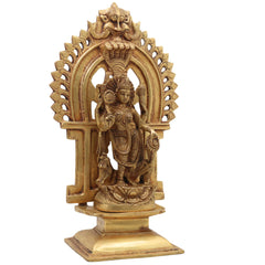Maa Durga Devi Brass Idol with Prabhavali – Mahishasura Mardini | Shakti | Simhavahini | Ambika | Vaishno Mata Statue for Pooja, Temple & Home Decor,Gold, 11.5 Inch, 1 Piece