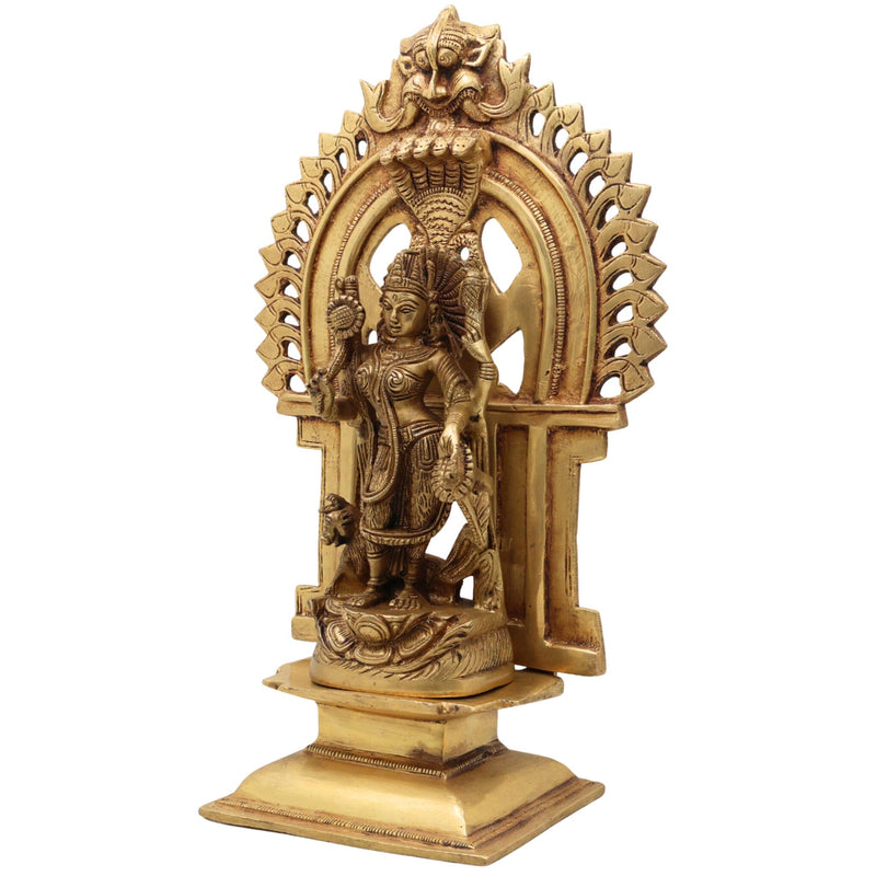 Maa Durga Devi Brass Idol with Prabhavali – Mahishasura Mardini | Shakti | Simhavahini | Ambika | Vaishno Mata Statue for Pooja, Temple & Home Decor,Gold, 11.5 Inch, 1 Piece